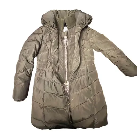 Jessica Simpson Down Puffer Coat Olive Green Size Large - Picture 4 of 16